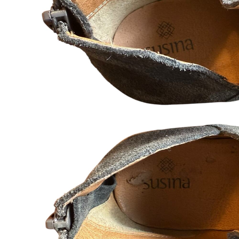 Susina Women's Carina Lea‎ Charcoal Gray Suede Peep Toe Ankle Booties - Size 8 - Picture 8 of 10